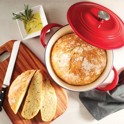 Tramontina Enameled Cast Iron 7-Quart Covered Round Dutch Oven, Red
