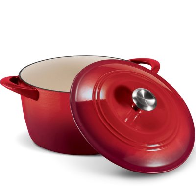 Tramontina Enameled Cast Iron 7-Quart Covered Round Dutch Oven, Red