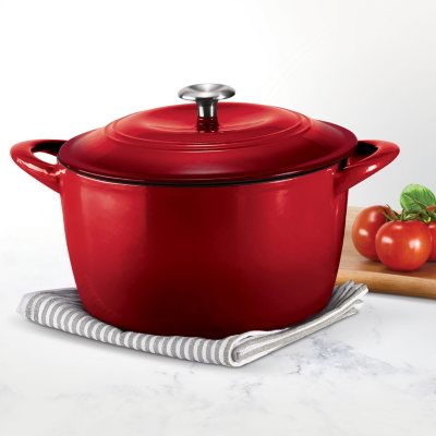 Tramontina Enameled Cast Iron 7-Quart Covered Round Dutch Oven, Red