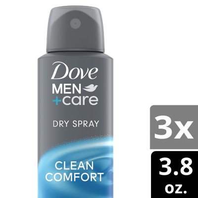 Dove Men's + Care Clean Comfort Antiperspirant Deodorant Dry Spray, 3.8 oz., 3 pk.