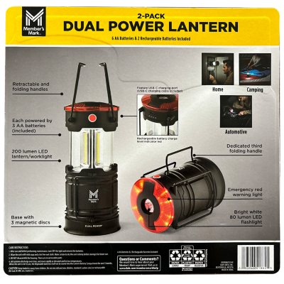 Member's Mark 200 Lumens Dual Power 2PK LED Lantern