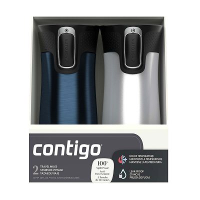 Contigo AUTOSEAL West Loop Vacuum-Insulated 16 oz. Stainless Steel Travel Mug with Lid, 2 Pack Color- Blueberry/Salt