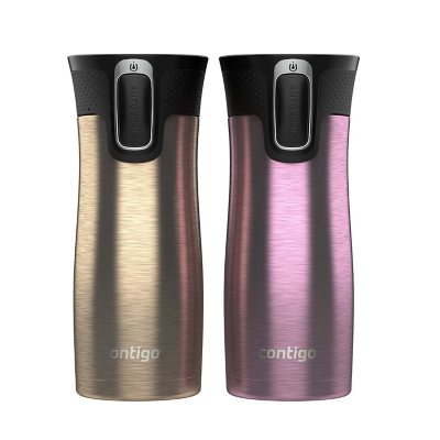 Contigo AUTOSEAL West Loop Vacuum-Insulated 16 oz. Stainless Steel Travel Mug with Lid, 2 Pack Color - Chardonnay/Pineberry