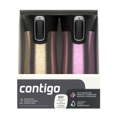 Contigo AUTOSEAL West Loop Vacuum-Insulated 16 oz. Stainless Steel Travel Mug with Lid, 2 Pack Color - Chardonnay/Pineberry