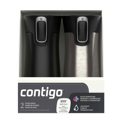Contigo AUTOSEAL West Loop Vacuum-Insulated 16 oz. Stainless Steel Travel Mug with Lid, 2 Pack