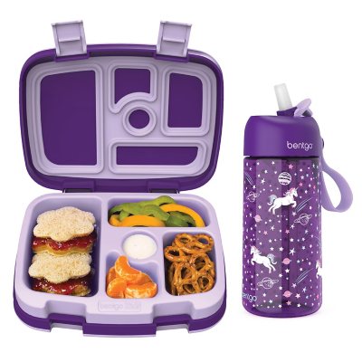 Bentgo Kids Prints Lunch Box & Water Bottle Set, Unicorns