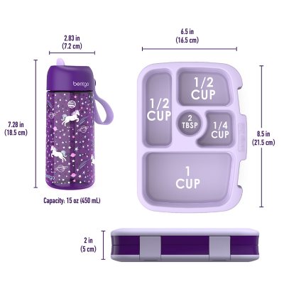 Bentgo Kids Prints Lunch Box & Water Bottle Set, Unicorns