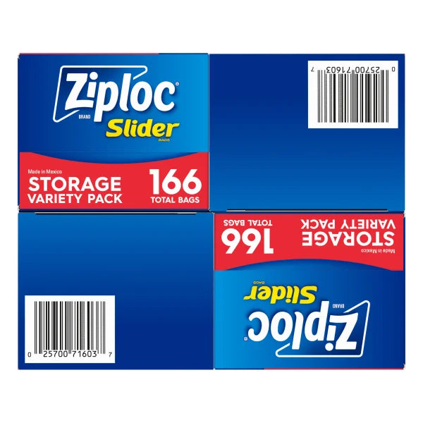 Ziploc Slider Storage Bag, Variety Pack, 166-count