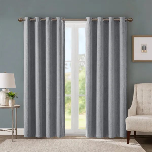 SunSmart Total Blackout Lined Panel Pair with Grommets, Gray/Silver