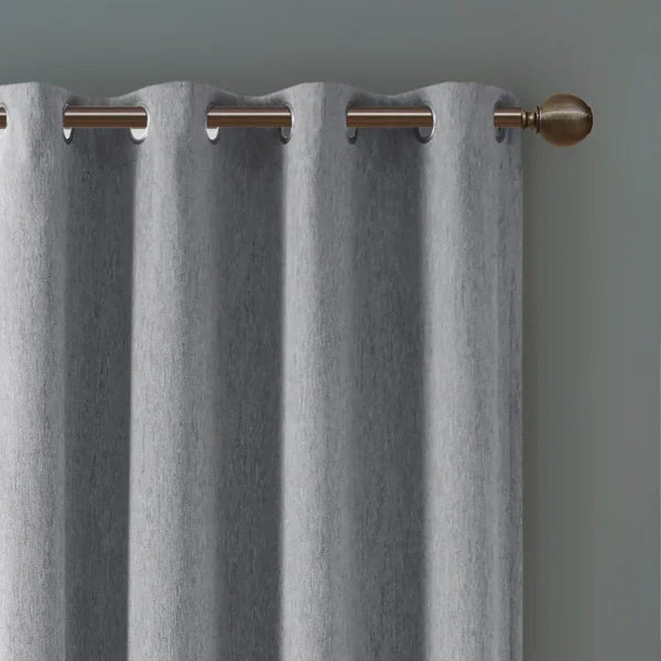 SunSmart Total Blackout Lined Panel Pair with Grommets, Gray/Silver