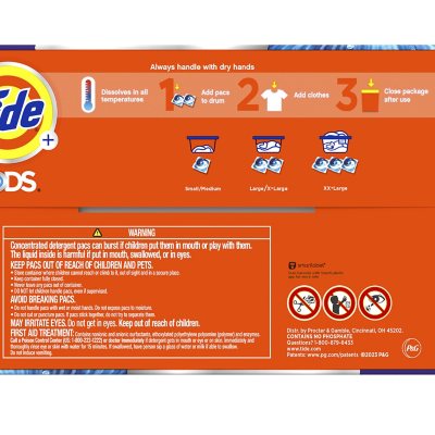 Tide PODS Liquid Detergent Pacs, 4-in-1 Ultra Oxi, 104 ct.