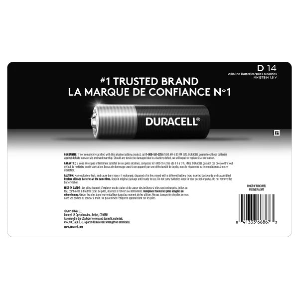 Duracell D Alkaline Batteries, 14-count