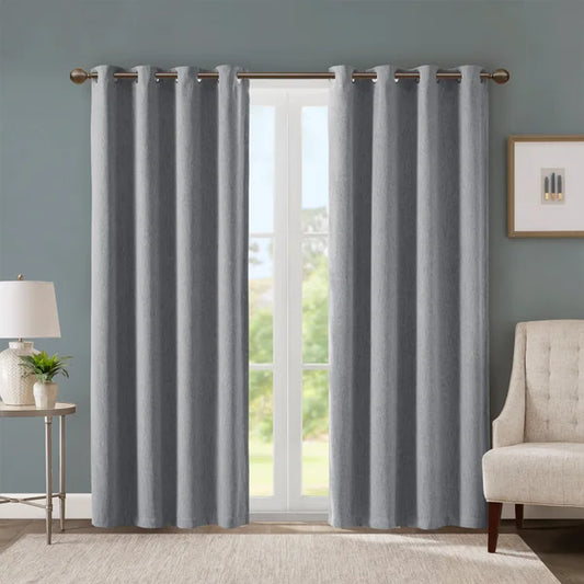 SunSmart Total Blackout Lined Panel Pair with Grommets, Gray/Silver